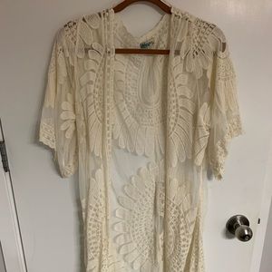 Lace short sleeve cardigan